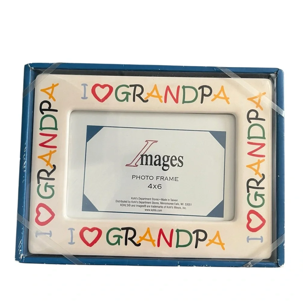 Kohl’s Vintage I Love Grandpa Colorful Letters 4x6 Ceramic Photo Frame New